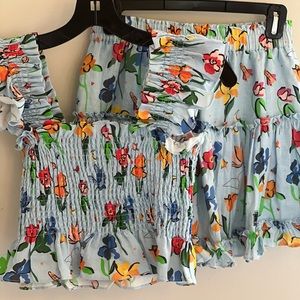 Hill house Paz top and matching skirt blue floral